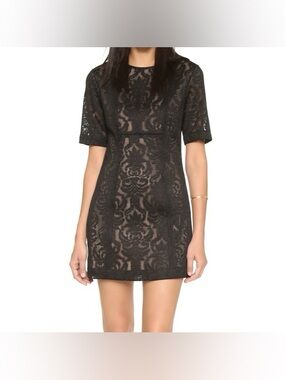 BCBGMaxAzria Ceara Black Lace Mini Shift Dress